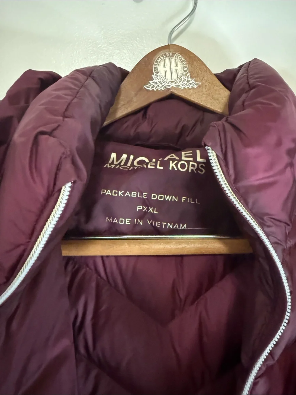 Michael Kors Women's Quilted Packable Puffer Jacket Burgundy size XXLP